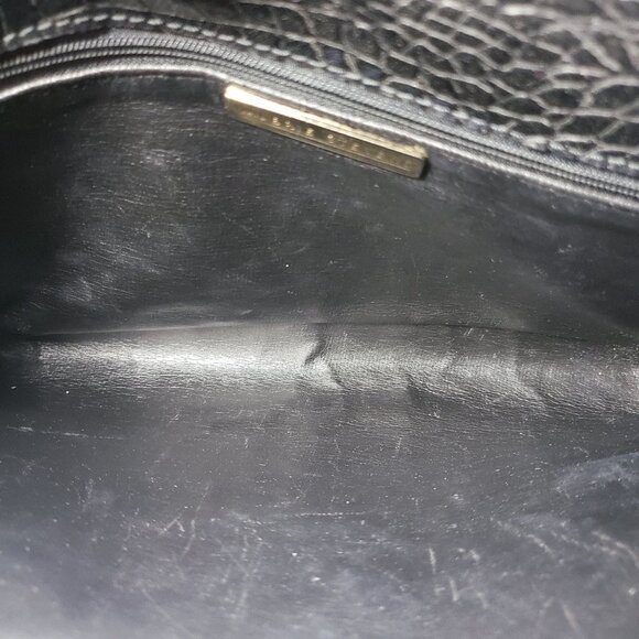 Vtg Valerie Stevens Genuine Leather Clutch, Embossed Reptile Pattern, Anti-theft - Picture 5 of 6